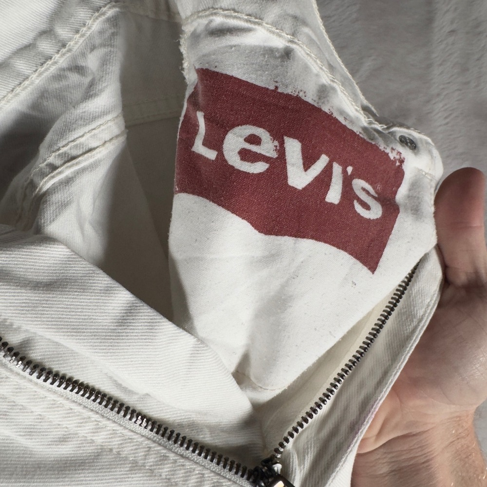 Levis 511 Skinny Jeans Mens 34x32 White Denim Vintage Y2K Stretch Pants - Picture 6 of 13